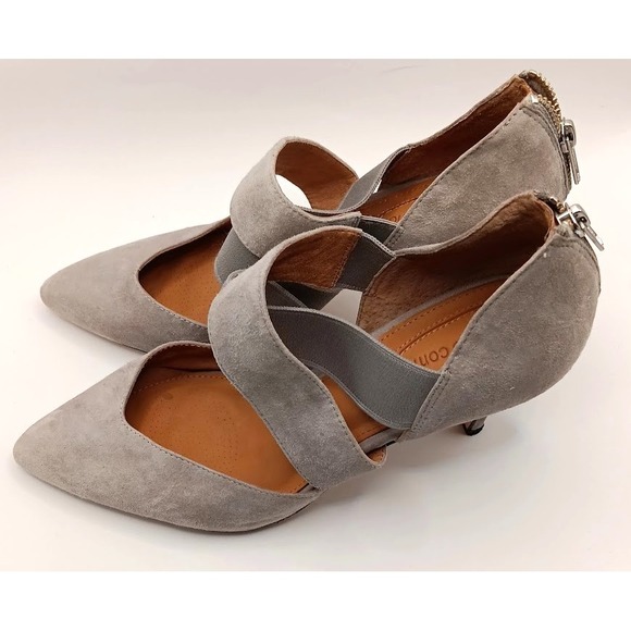 Corso Como Gray‎ Suede Pointed Toe Strap Heels Pumps Women's Size 9M - Picture 5 of 9